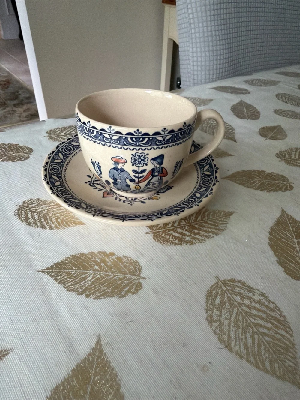 Johnson Brothers Vintage Hearts and flowers ironstone Teacup with Saucer
